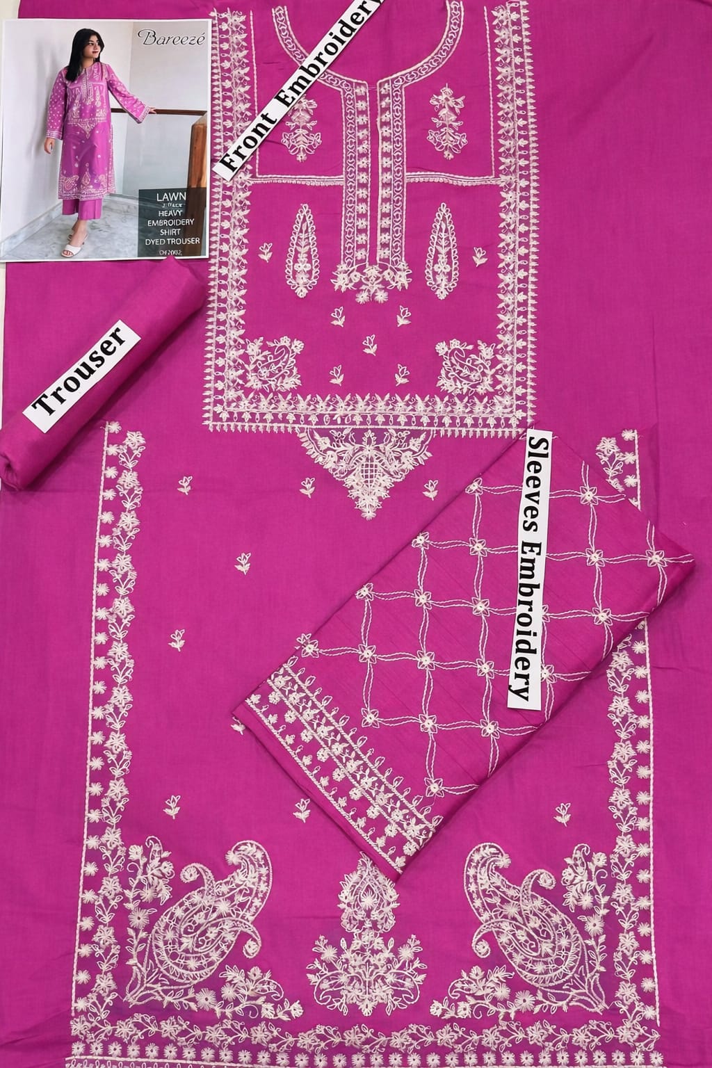 Breeze Lawn 2-Piece Embroidery Suit — Pink