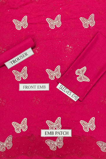 Lawn butterfly 2 PC chikankari with sequins-Pink