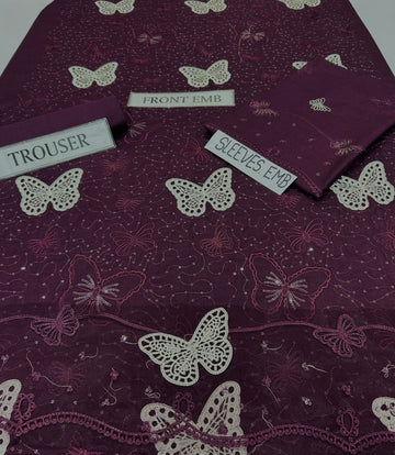 Lawn butterfly 2 PC chikankari with sequins-PLUM