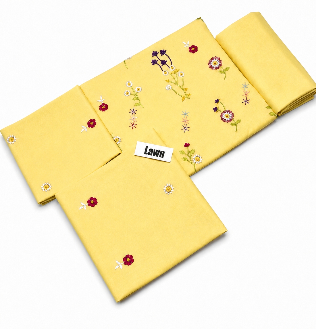 2pc Premium Pure Lawn Floral Embroidered-Lime yellow