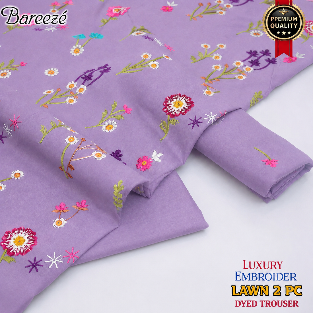 2pc Premium Pure Lawn Floral Embroidered-Lailik