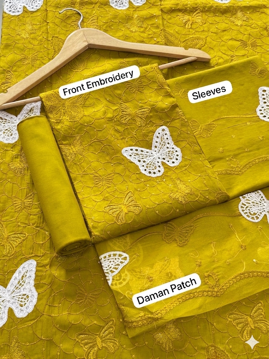Lawn butterfly 2 PC chikankari with sequins work-Dhani