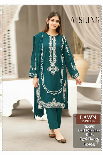 Lawn 2-Piece Embroidery Suit-Zinkish Green