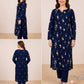 2PC PREMIUM PURE LAWN FLORAL EMBROIDERED-Navy Blue
