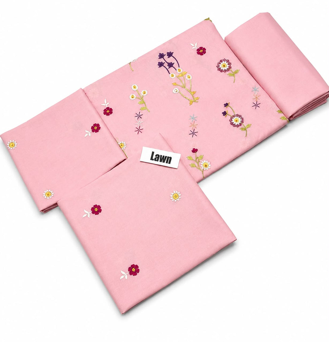2pc Premium Pure Lawn Floral Embroidered-Pink