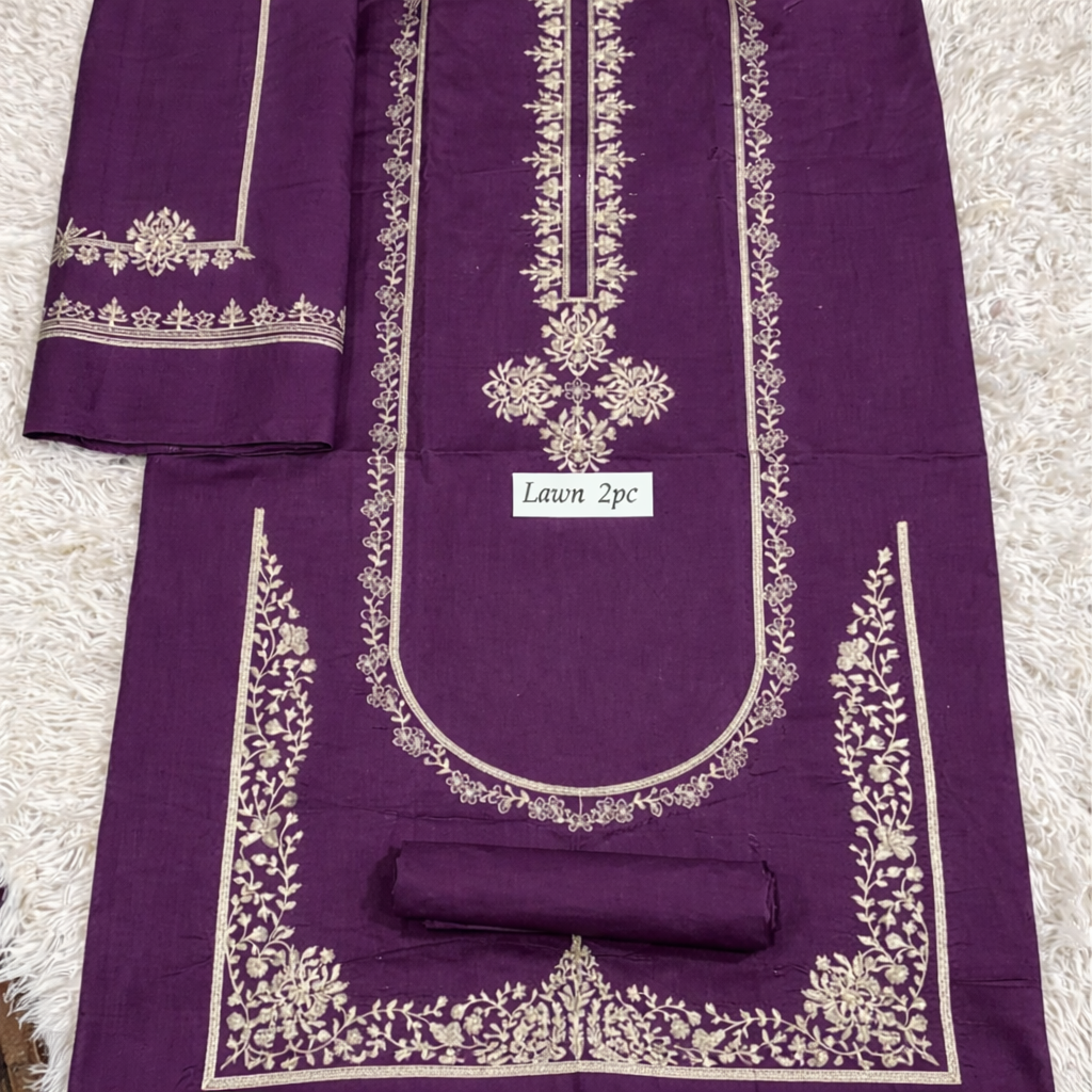 Breeze-Lawn 2 PC Embroidery-Plum