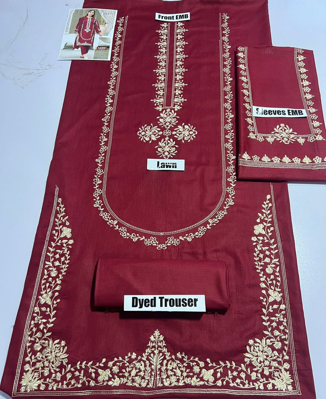 Lawn 2-Piece Embroidery Suit — Maroon