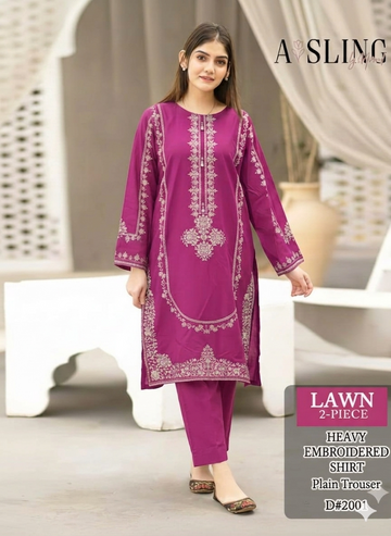 Lawn 2 Pc Embroidery-T pink