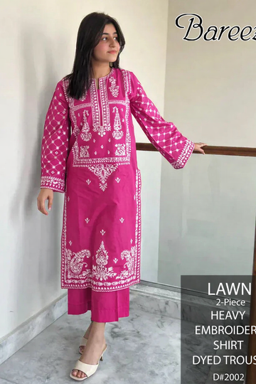 Breeze Lawn 2-Piece Embroidery Suit — Pink